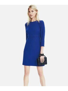 Banana Republic Scallop Waist Sheath Dress Blue Size 6 Career Lined